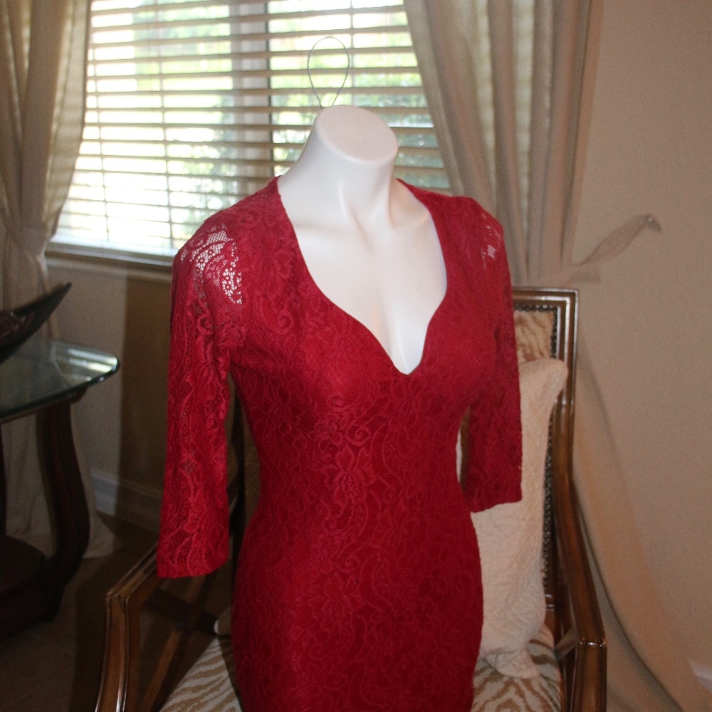 LuLu's Sexy Red Laced Dress